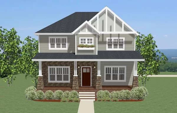 image of 2 story bungalow house plan 9636
